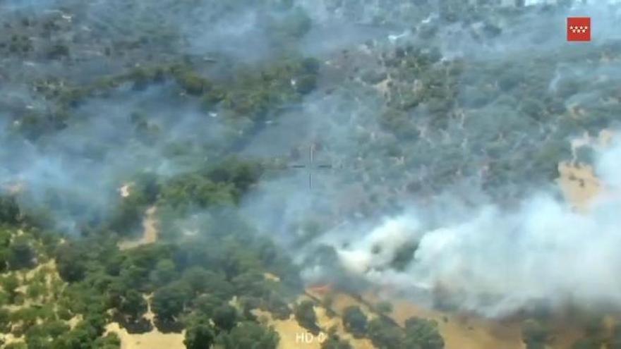 COMUNIDAD DE MADRID | Un incendio forestal en Lozoyuela provoca confinamientos en la Sierra de Madrid, corta la A-1 y obliga al envío de un ES-Alert
