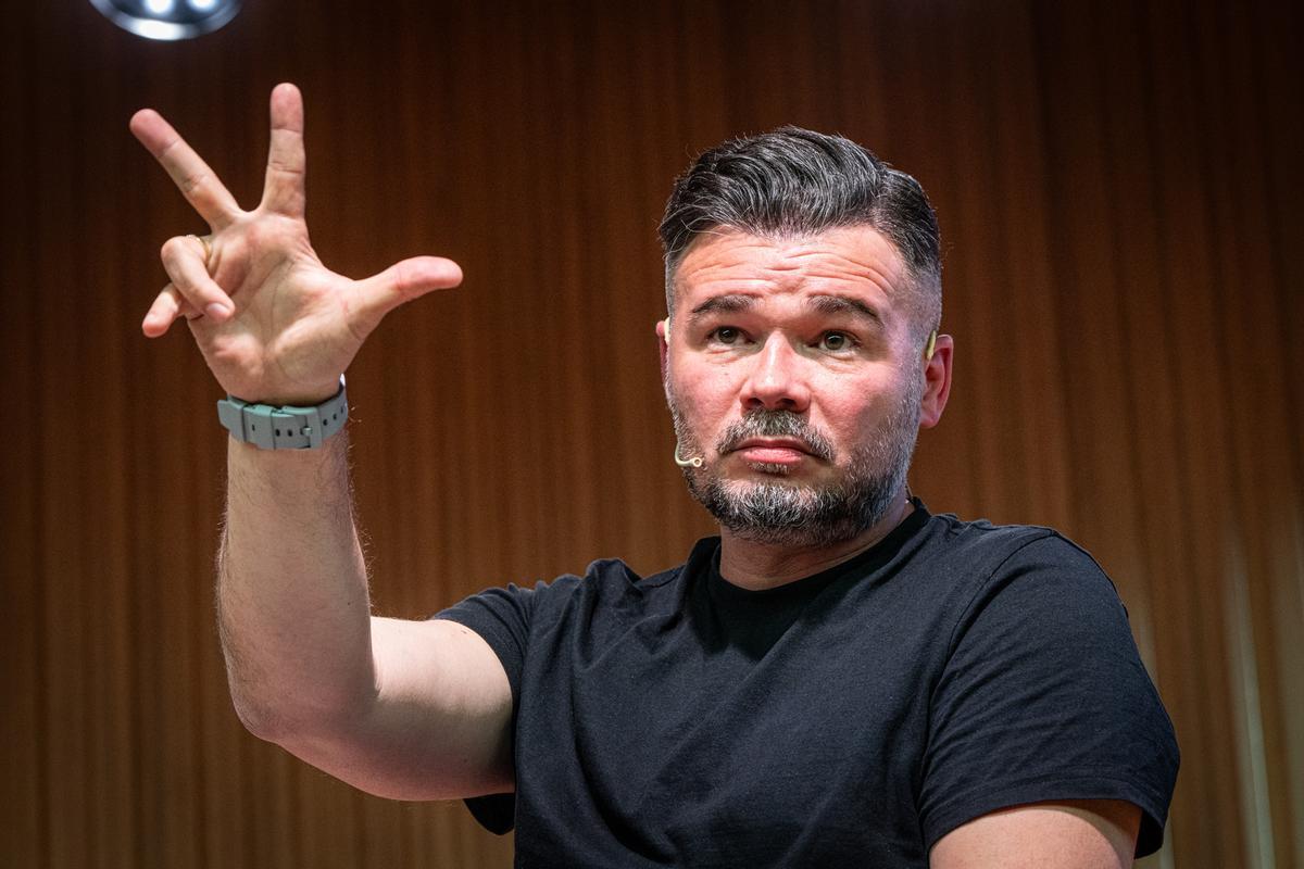 El portavoz de ERC en el Congreso, Gabriel Rufián, durante su exposición.