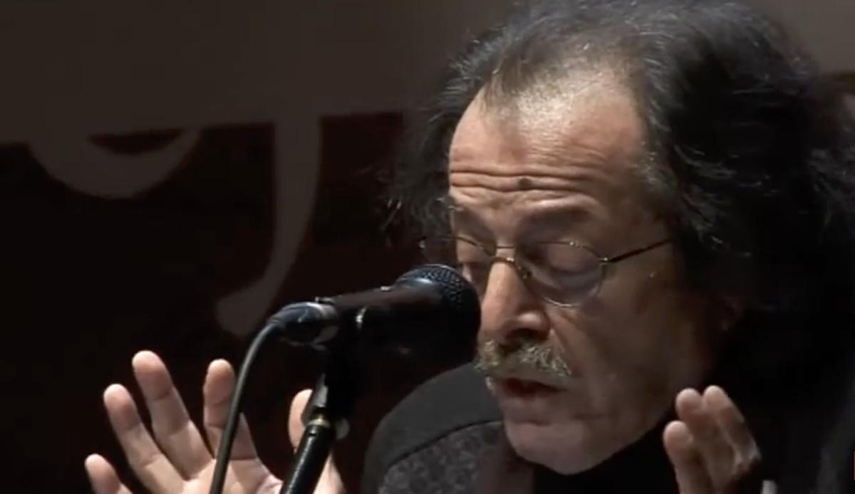 Josep Piera, el 26 de gener de 2012, recitant poemes de Teodor Llorente.