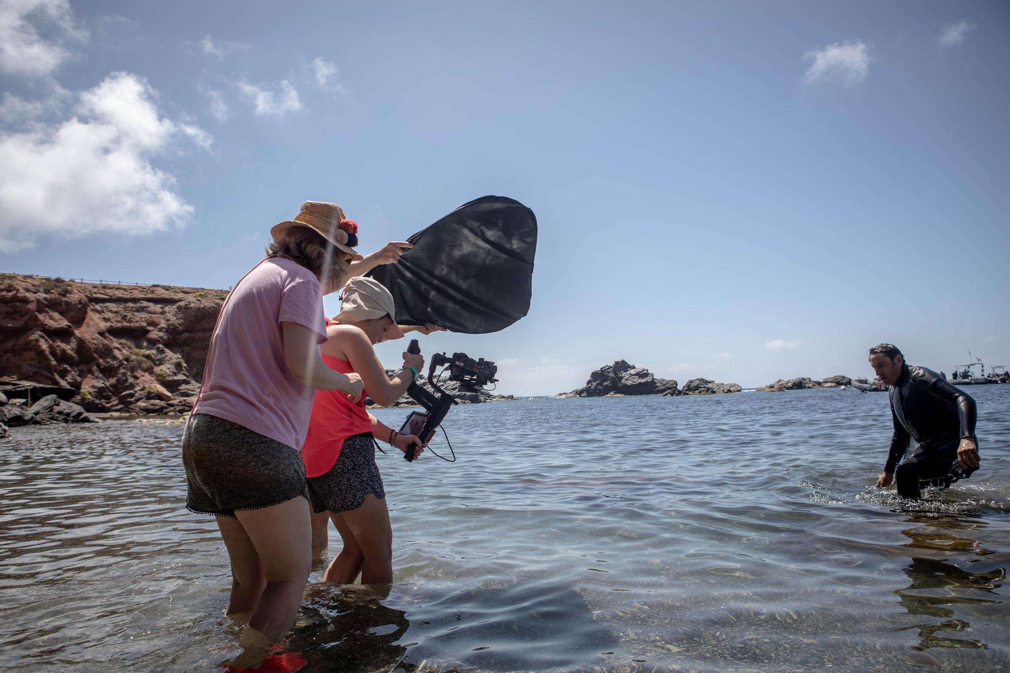 Rodaje de un documental en Cabo de Palos, con Carmelo Gómez como protagonista