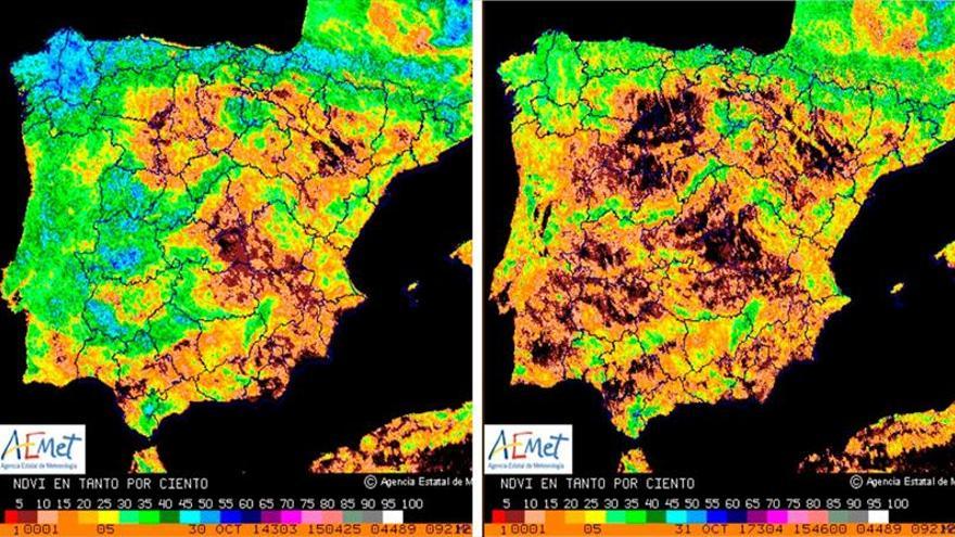 La situación de la sequía en españa, vista en infrarrojos
