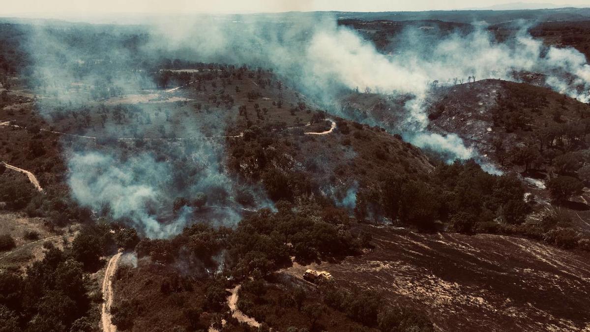 Vista aèria del foc de Capmany.