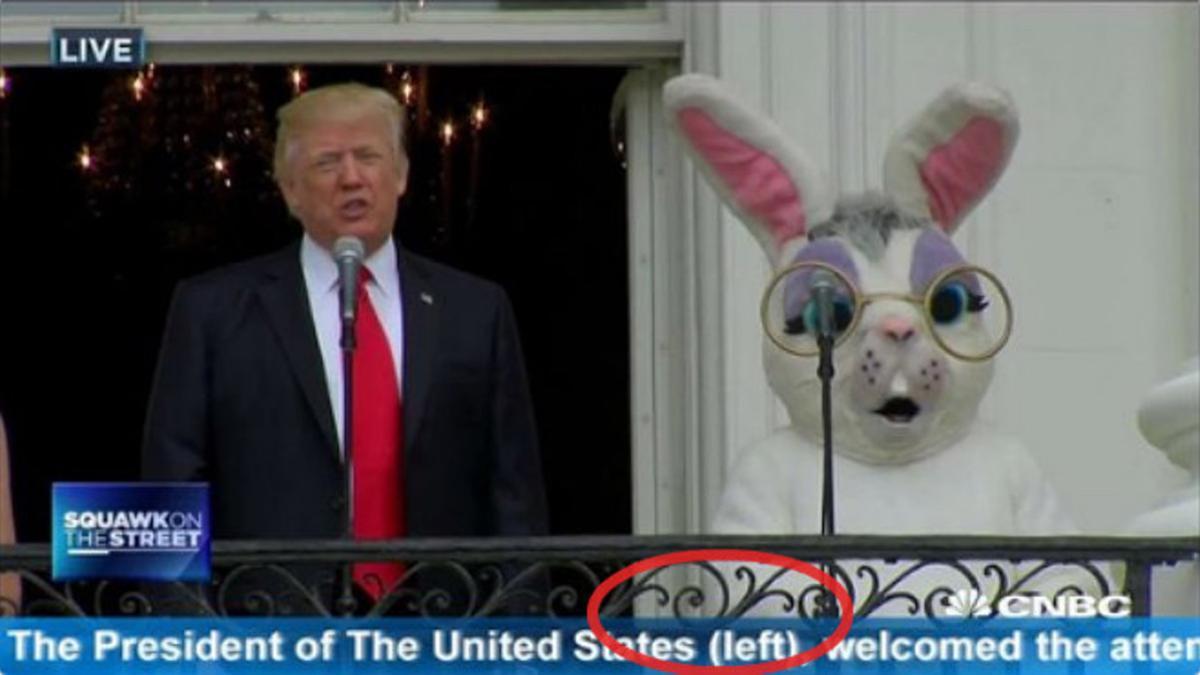 Captura de la imagen de Trump junto al conejo de Pascua que ha dado bola miles de chistes en Twitter.