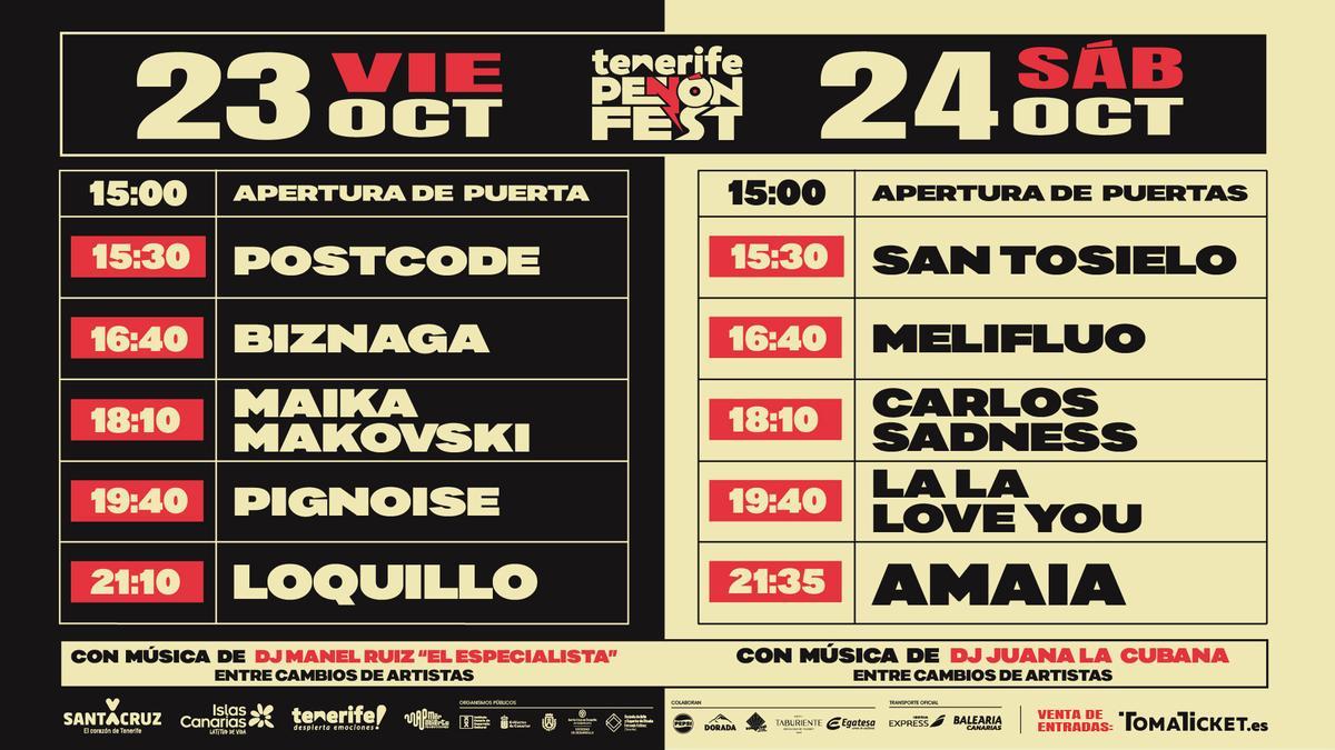 Horario de las actuaciones.