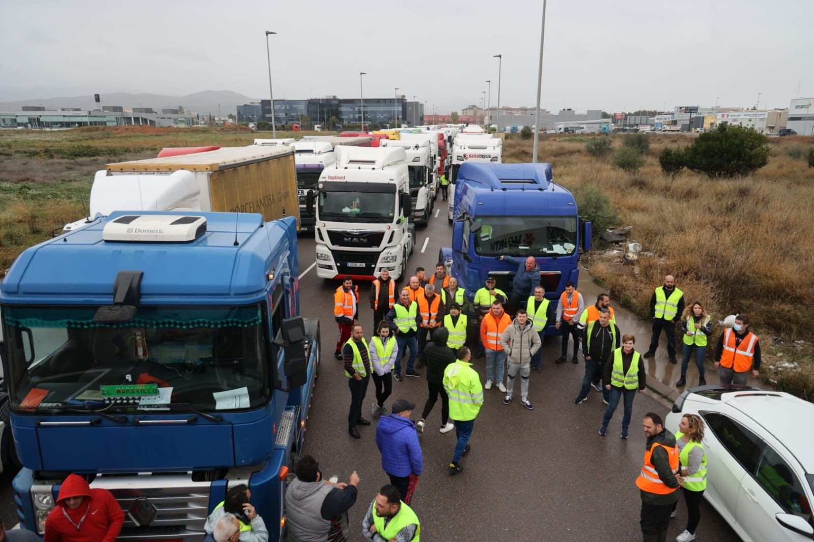 Protesta de camioneros en Castellón