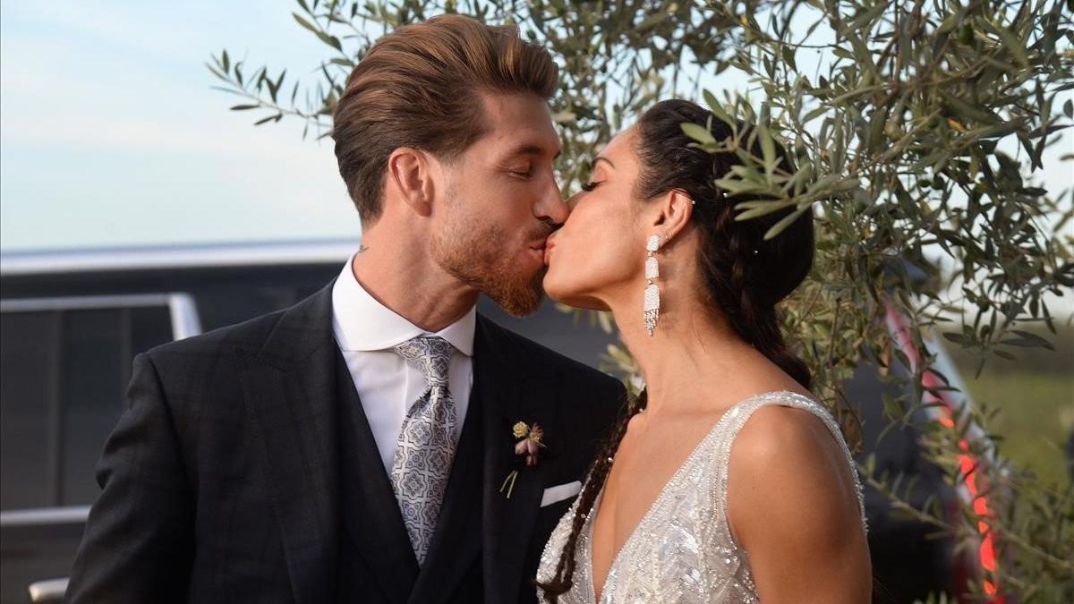 Sergio Ramos y Pilar Rubio durante su boda, el 15 de junio del 2019,.