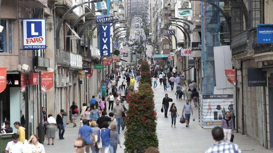 La calle Príncipe, una de las más comerciales de Vigo.