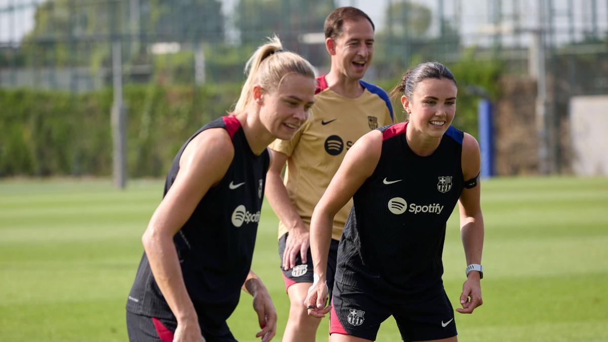 Rolfö y Engen con Rafel Navarro en un entrenamiento