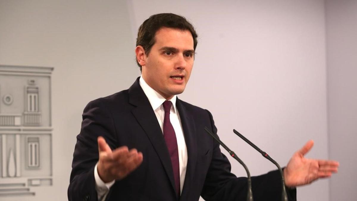 Albert Rivera, este jueves tras su reunión con Mariano Rajoy en la Moncloa.