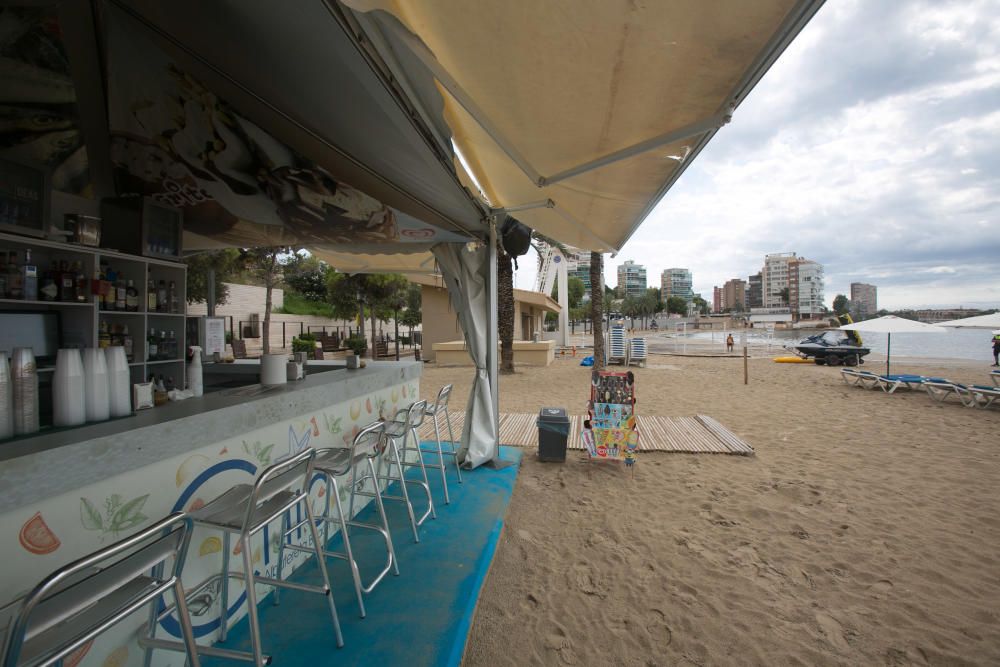 Daños en la playa de la Albufereta