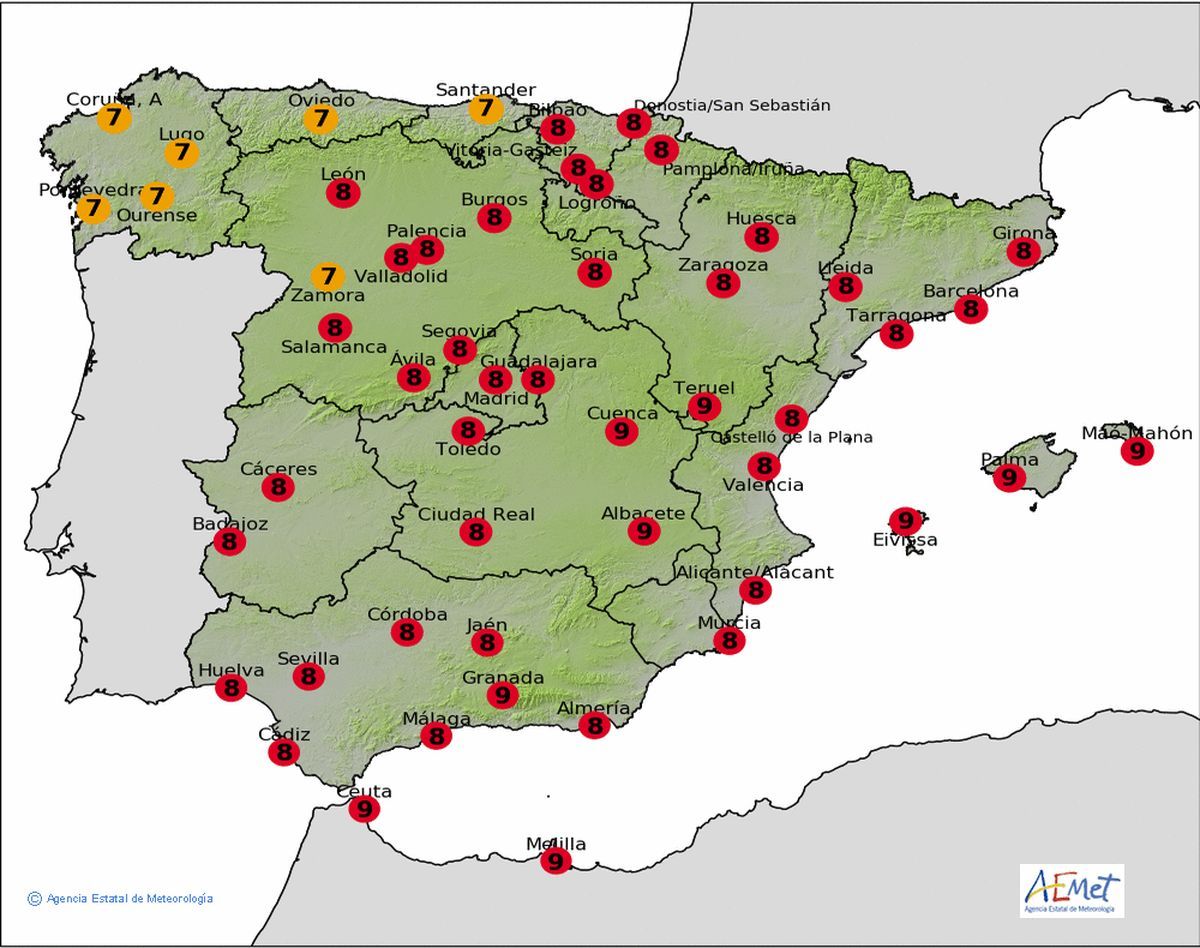 Castellón se enfrenta esta semana a peligrosos valores de radiación violeta.