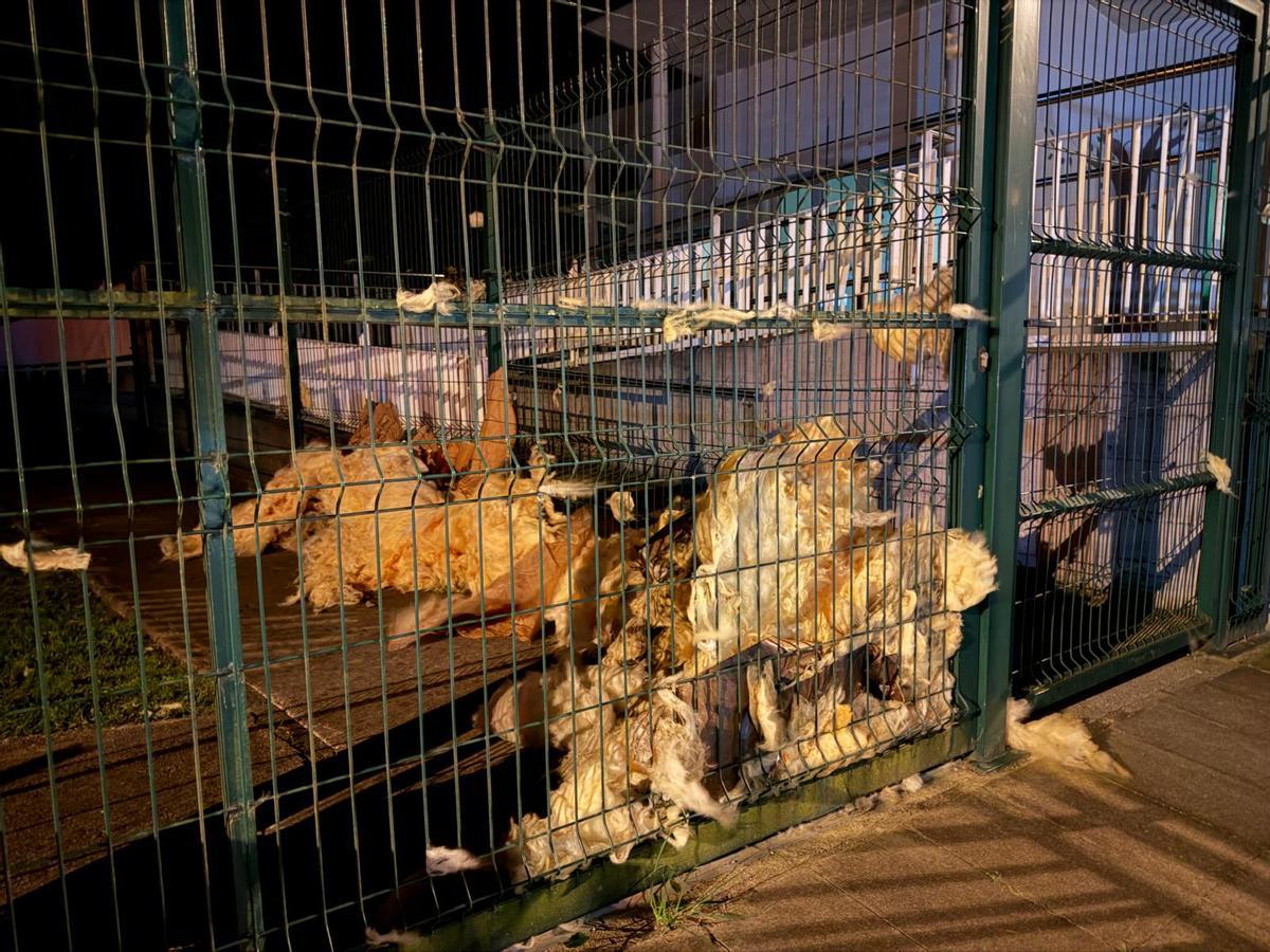 Restos del tejado del colegio de Posada de Llanes.