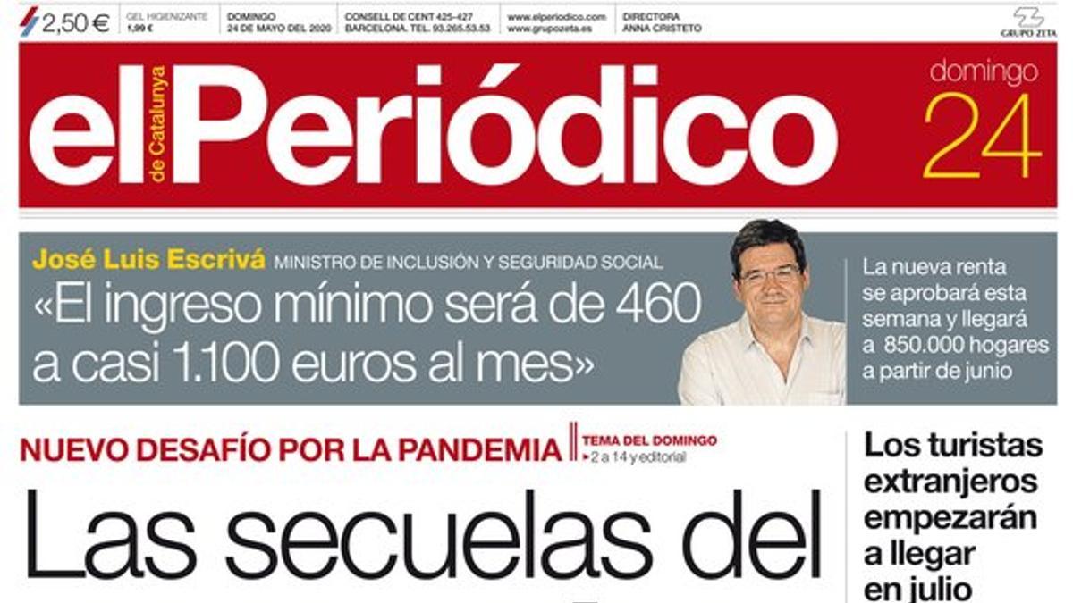 La portada de EL PERIÓDICO del 24 de mayo del 2020.
