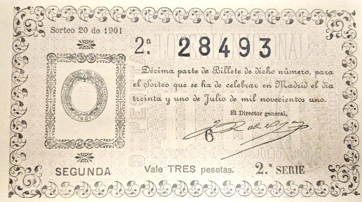 Décimo da Lotaría do ano 1901.