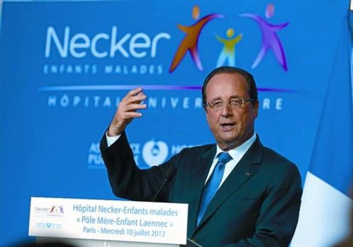 François Hollande, president de França, en un acte en un hospital. François Hollande, president de França, en un acte en un hospital.