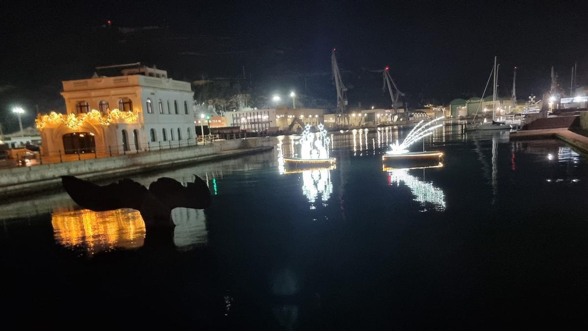 Iluminación navideña en el puerto de Cartagena