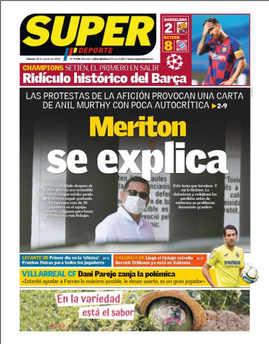 Portada SUPERDEPORTE sábado 15 agosto 2020