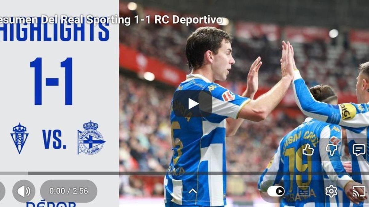 VÍDEO | 1-1 | Los goles y las mejores jugadas del Sporting de Gijón-Deportivo
