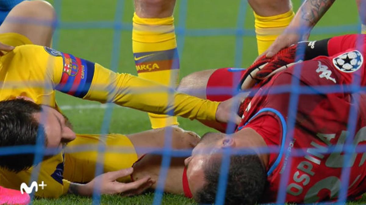Messi y Ospina salieron dañados de un choque durante el partido