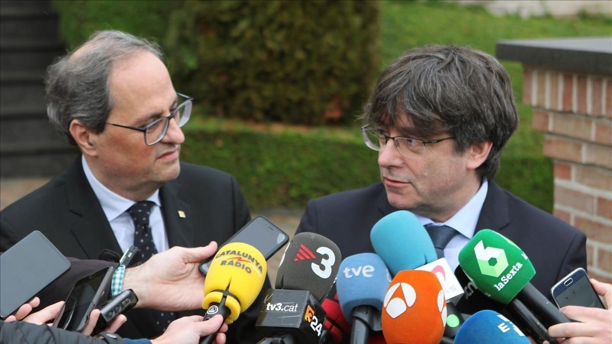 El ’president’ Quim Torra y el ’expresident’ Carles Puigdemont, en Waterloo (Bélgica)