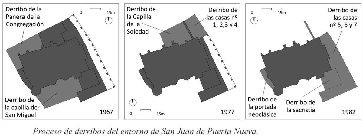 Proceso de demolición de las edificaciones anejas a la iglesia de San Juan