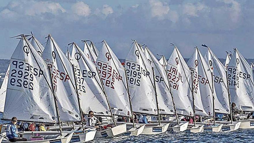 Imagen de los Optimist, esperando la apariciÃ³n del viento.