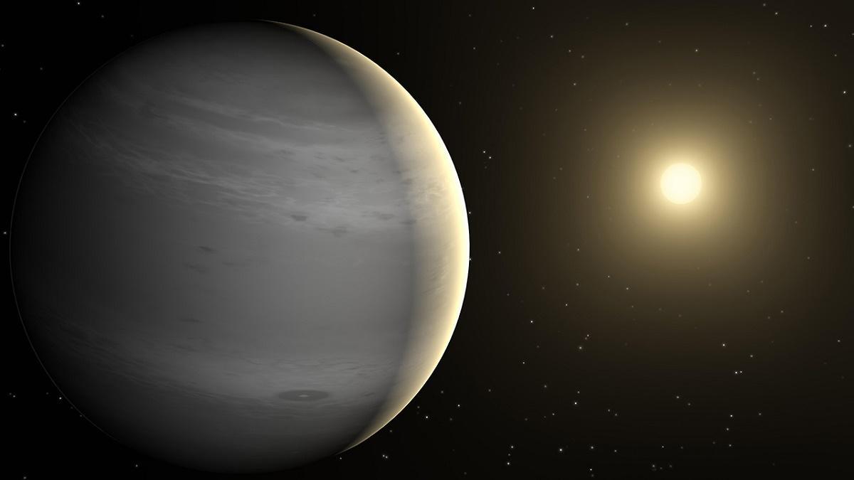 Foto: imagen de un exoplaneta gigante gaseoso que orbita una estrella de tipo G, similar a TOI-2180 b.