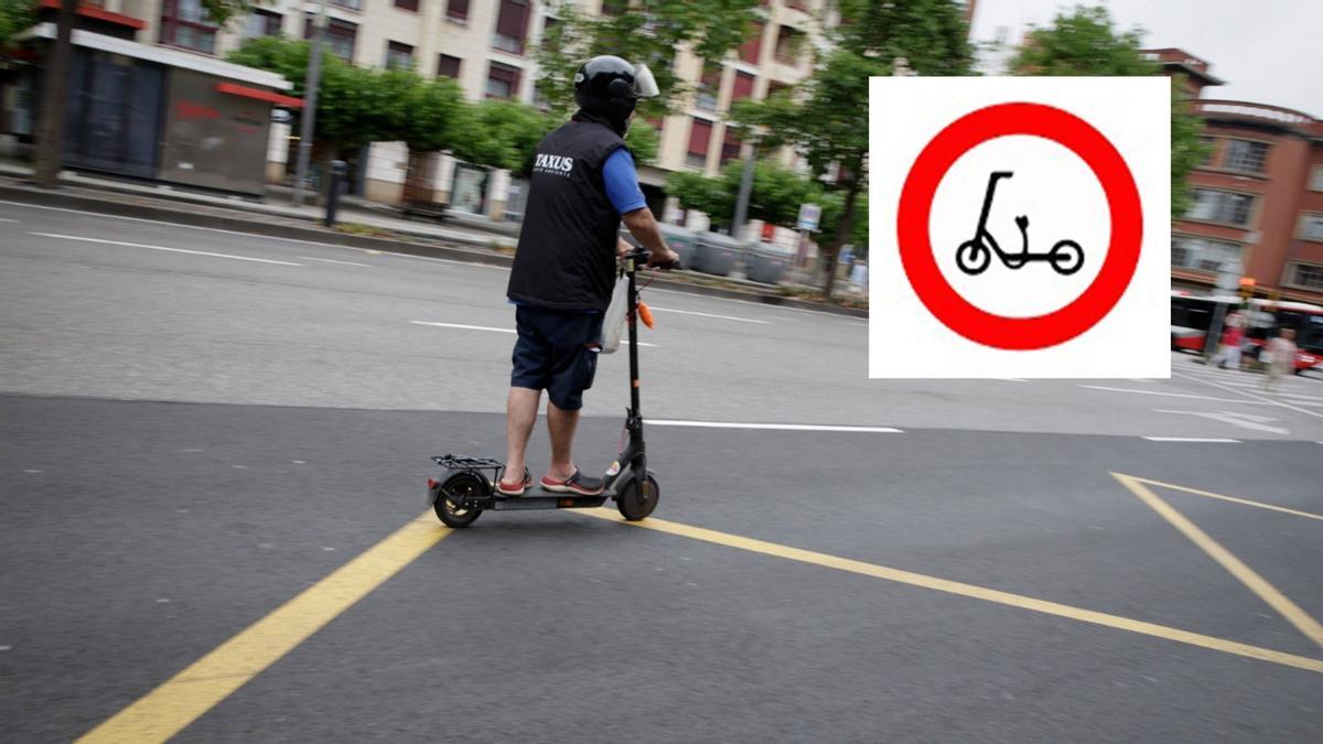 Un conductor en patinete por Gijón.