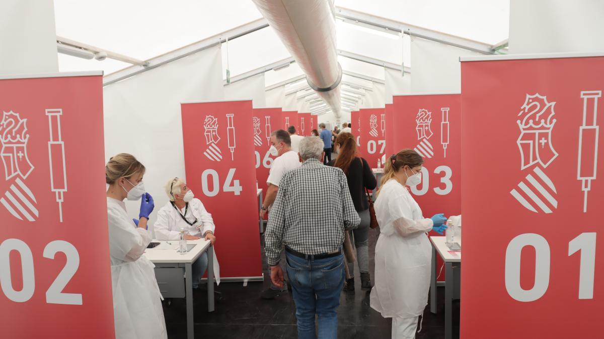 El hospital de campaña de Castelló cuenta con 14 boxes para vacunar.