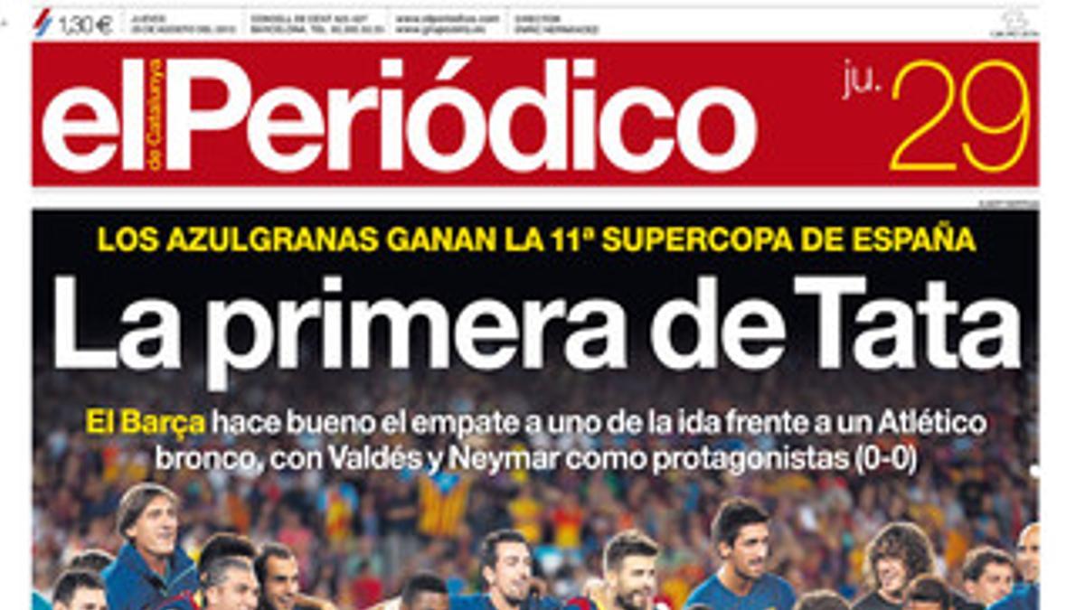 La portada de EL PERIÓDICO (29-8-2013).