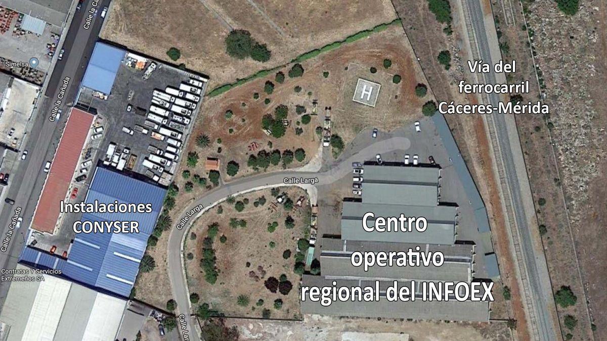 Plano de situación del complejo del Infoex, en el Polígono Industrial Aldea Moret.