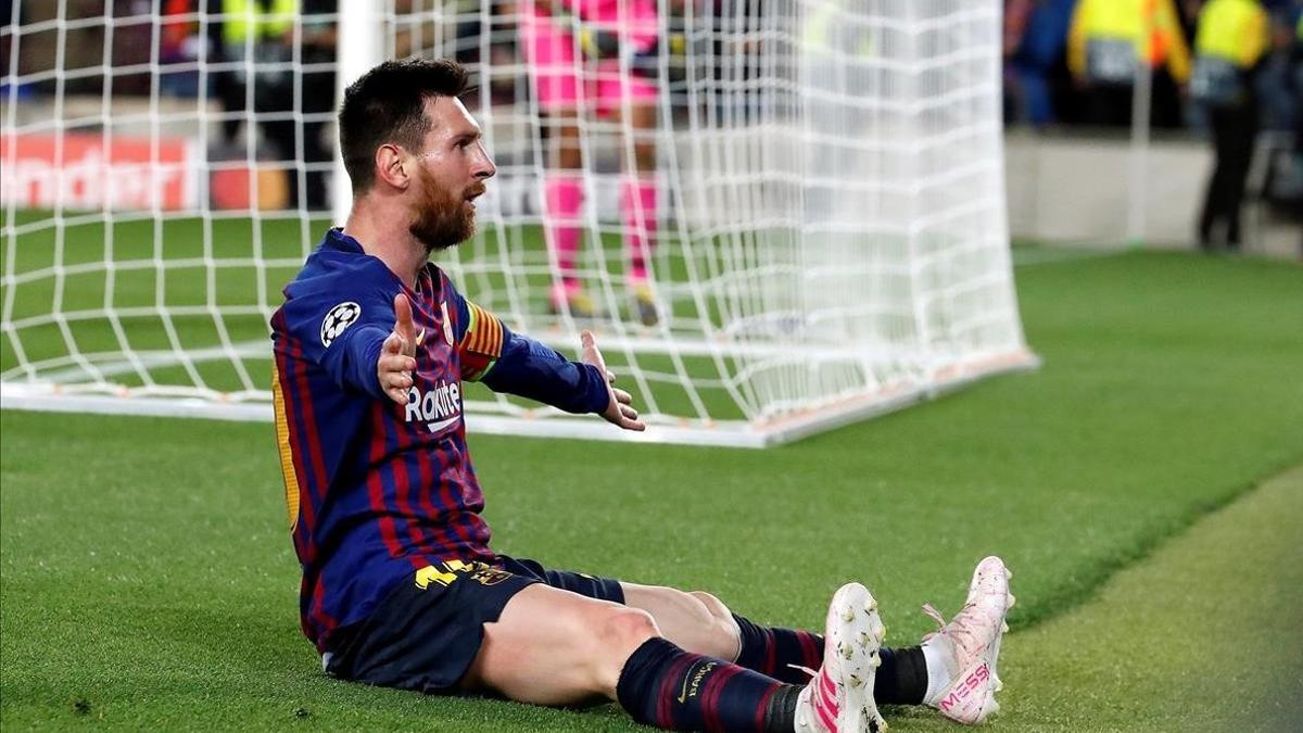 Messi tras anotar su gol 600 con la elástica azulgrana