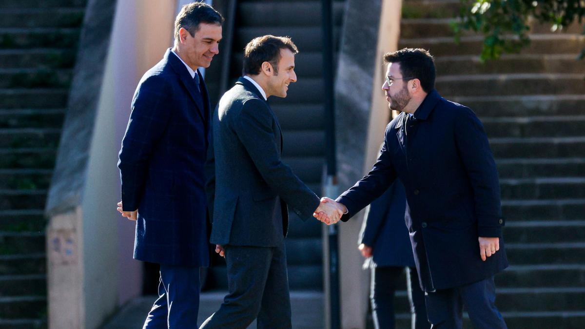 Sánchez, Macron y Aragonès