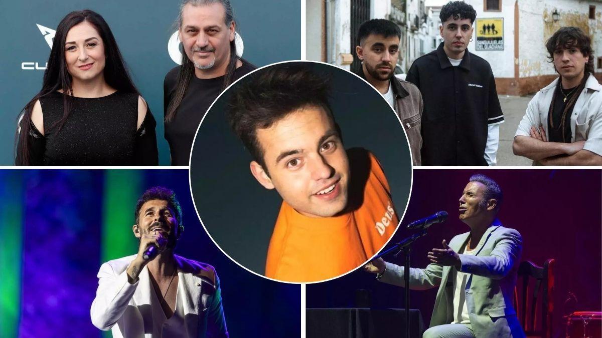 Montaje con varios de los artistas que protagonizarán la intensa agenda musical de Mérida durante el mes de septiembre.