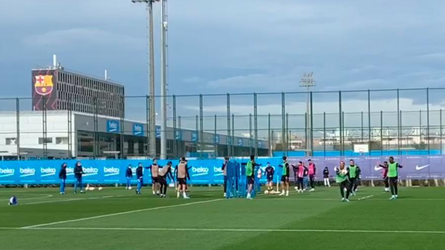 Último entrenamiento del Barça antes del partido ante el Nápoles