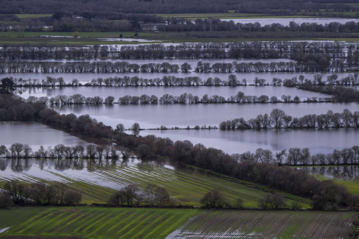 Auga acumulada tras as fortes choivas en Xinzo de Limia (Ourense)