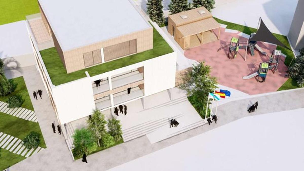 Vista del nuevo edificio desde arriba.