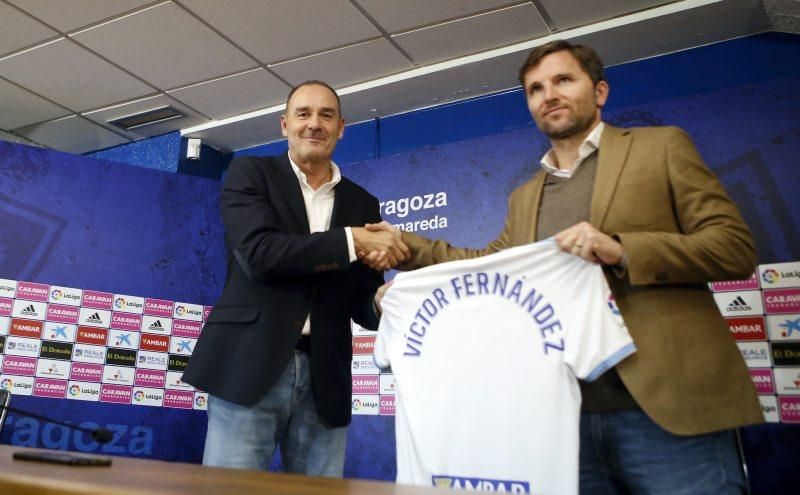 Presentación del nuevo técnico del Real Zaragoza, Víctor Fernández