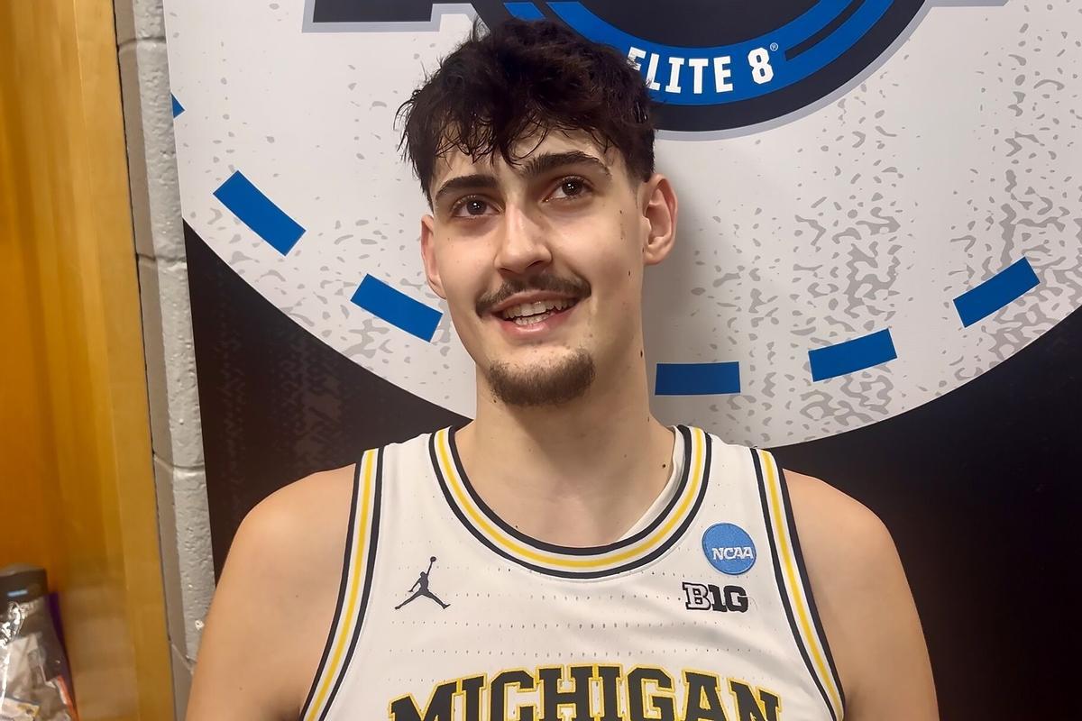 Aday Mara, tras ganar la final de la NCAA con los Michigan Wolverines.