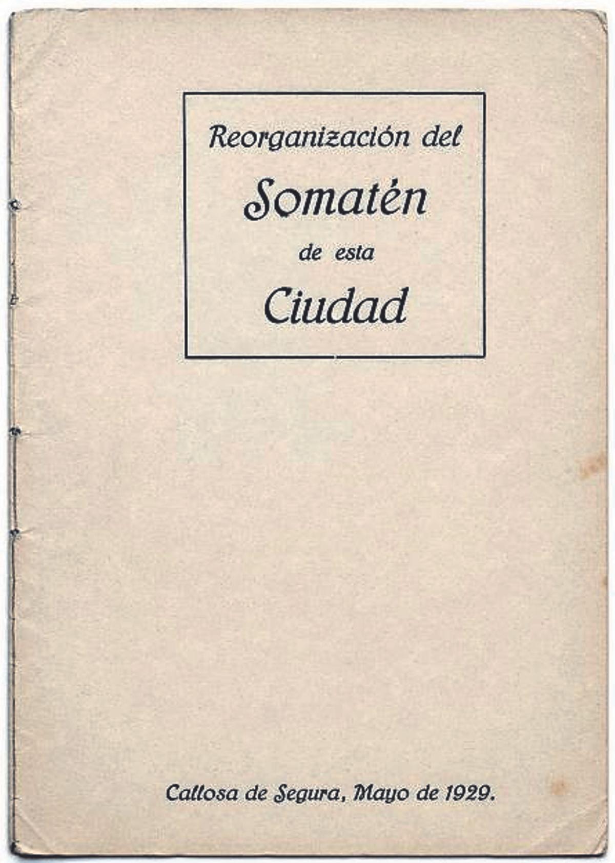 Folleto de reorganización de 1929.