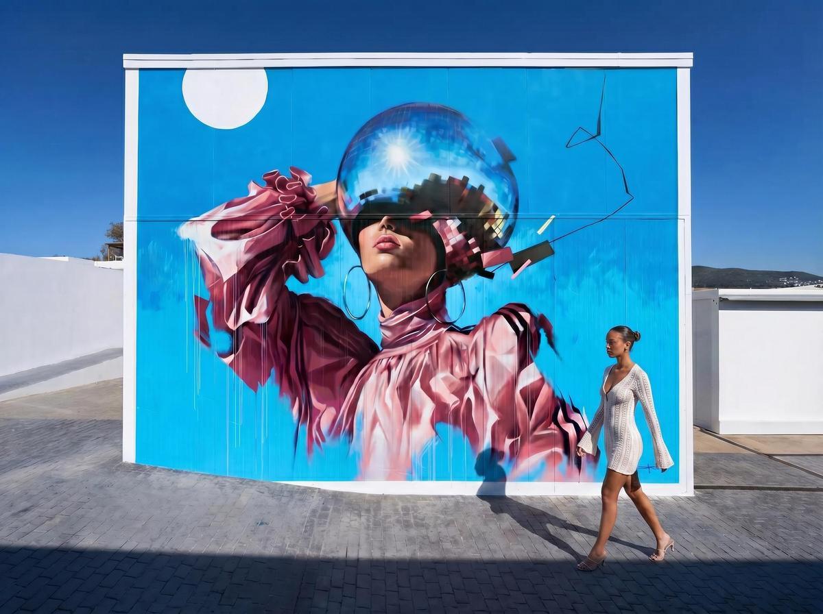 Mural en el exterior de Hï Ibiza.