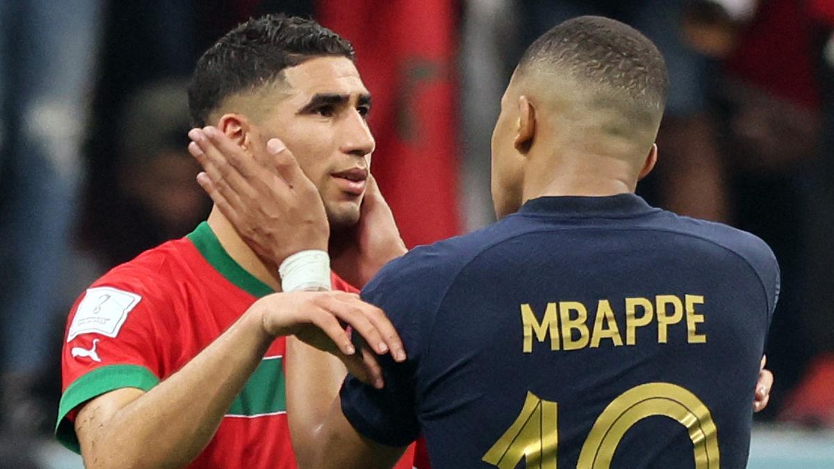 Mbappé consuela a Achraf en el Mundial