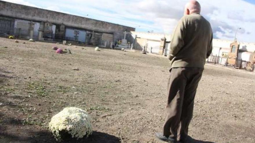 La zona más antigua del cementerio de Sax donde los cadáveres se enterraban bajo tierra.