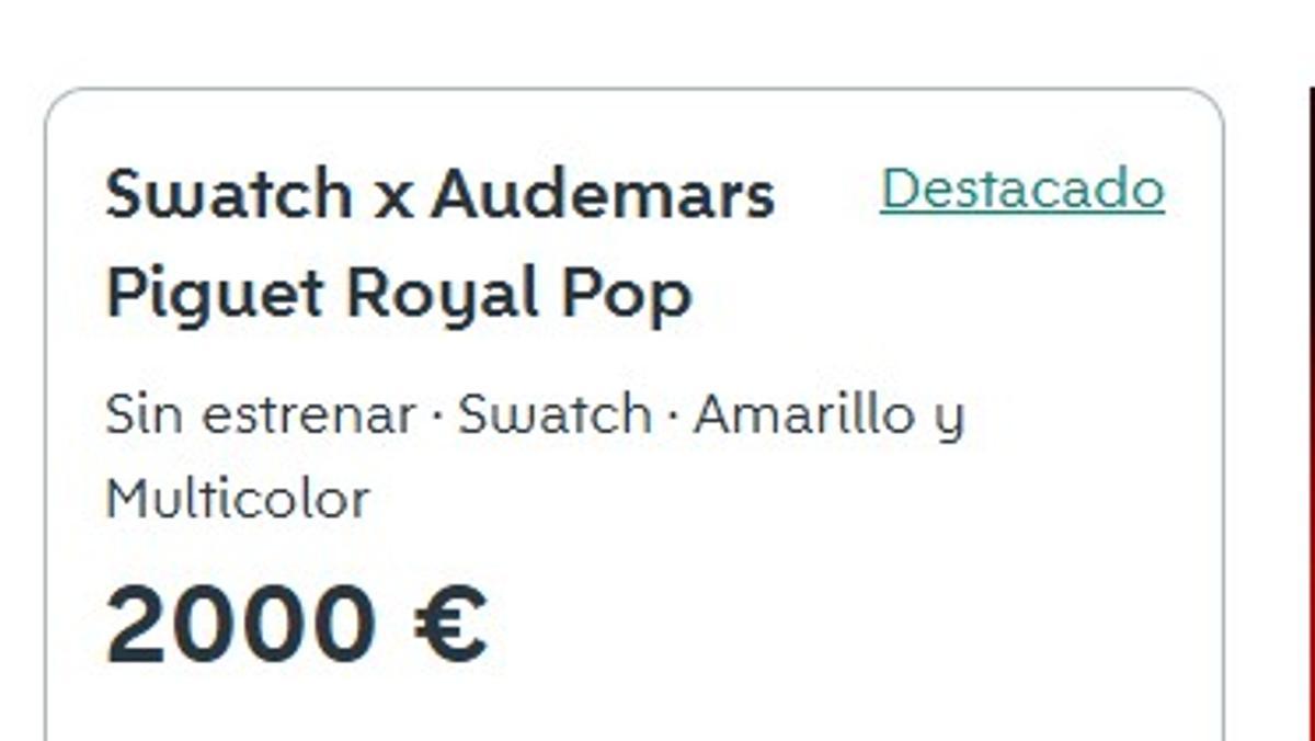 Anuncio reventa de Royal Pop en Wallapop.