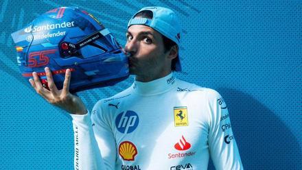Carlos Sainz, de azul y con nuevo casco en el GP de Miami
