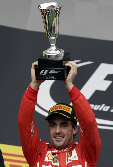 Second placed Ferrari Formula One driver Alonso ...