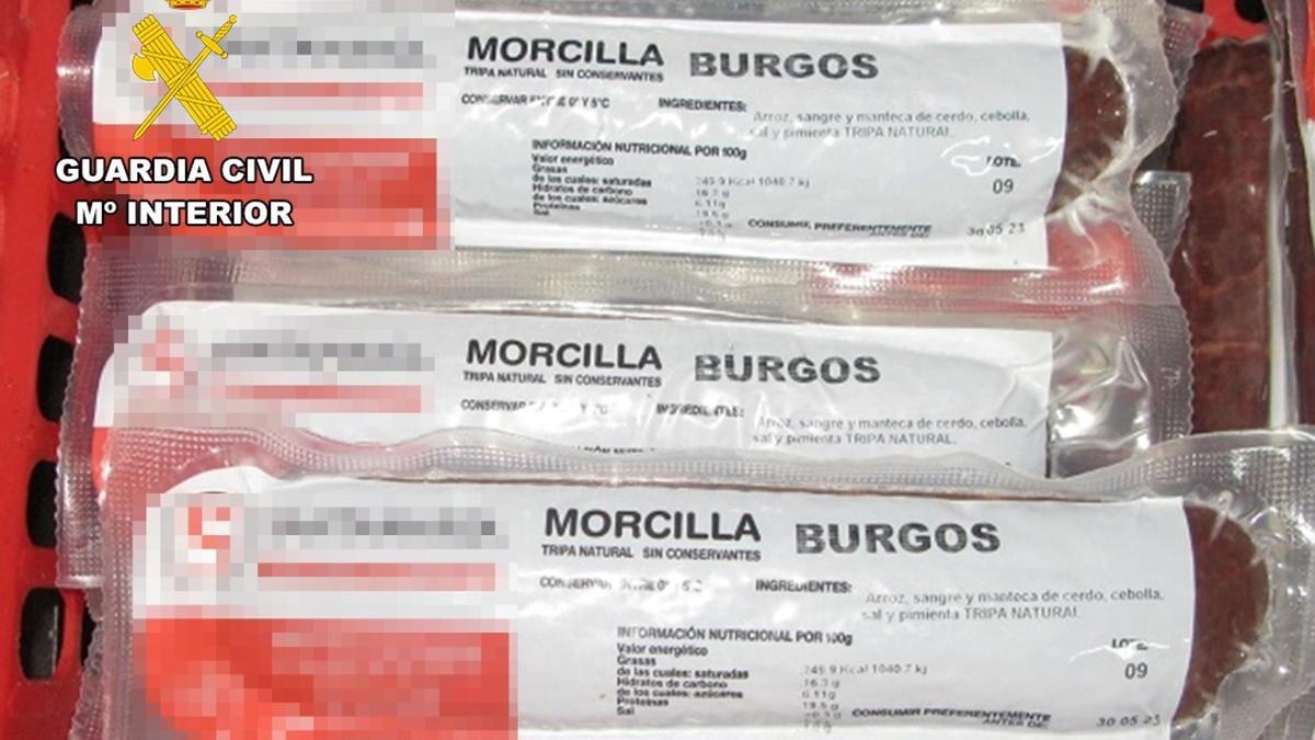 Morcillas vendidas de forma fraudulenta bajo la marca 'Morcilla de Burgos'.