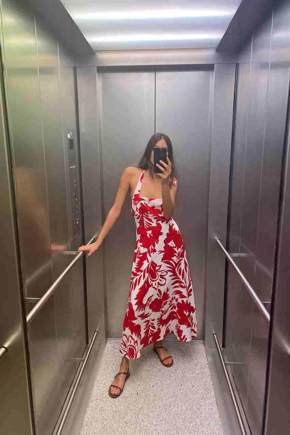 Vestido de lino estampado