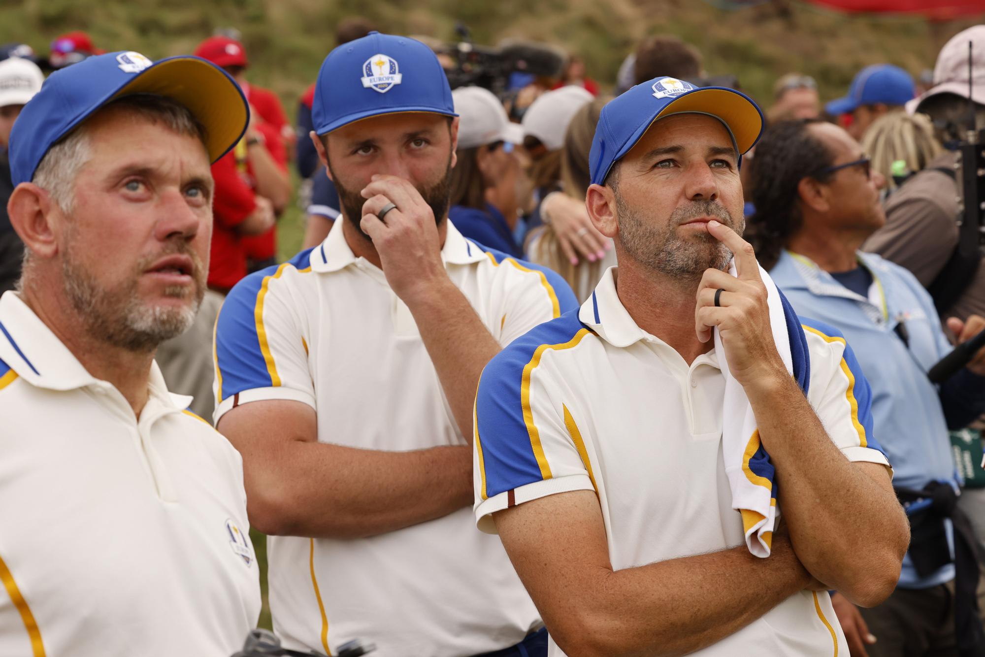 John Rahm y Sergio García, en el hoyo 18