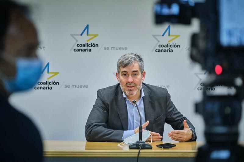 CC-PNC presenta un paquete de propuestas sanitarias para la recuperación turística de Canarias. Fernando Clavijo, Narvay Quintero y José Díaz Flores  | 01/06/2020 | Fotógrafo: Andrés Gutiérrez Taberne